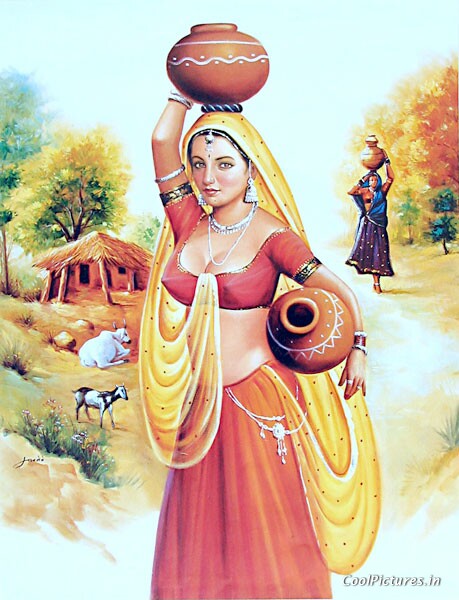 Indian Art Painting: A Beautiful Rajasthani Women