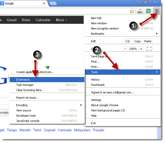 Uninstal Add-ons/Extentions di browser google chrome