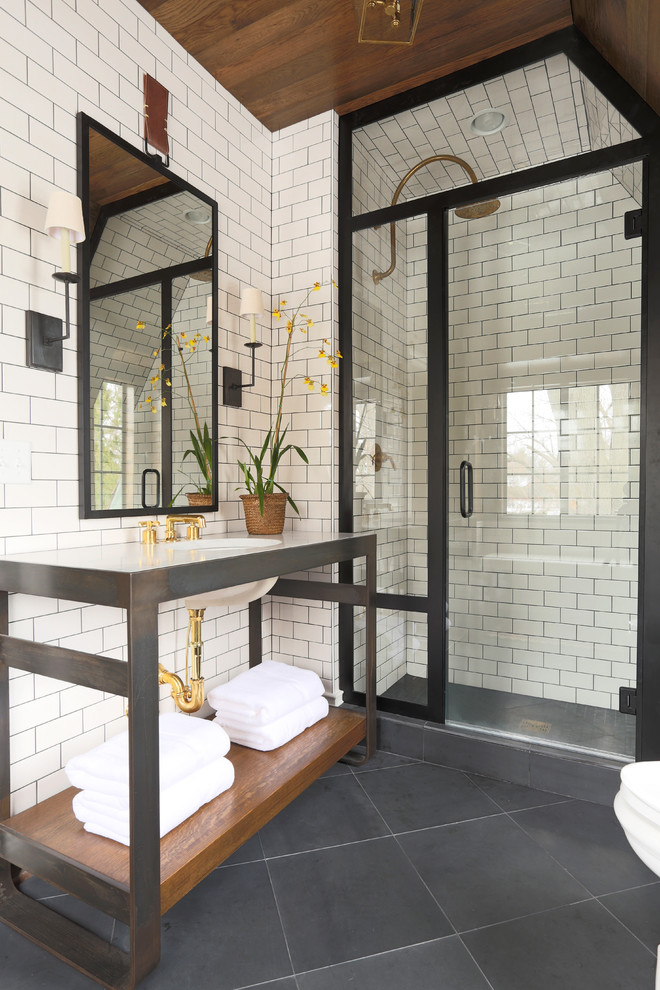 Black White Subway Tile With Grout