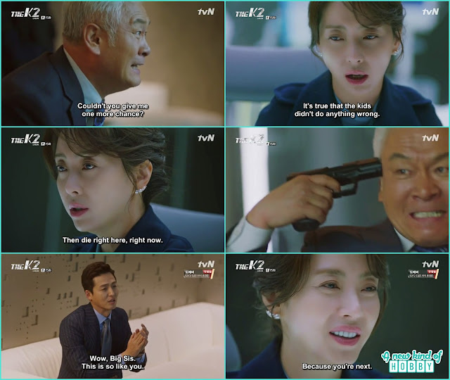 the betrayal chairman of JSS security shoot himself infront of choi yoo jin as she wanted to take revenge on his grandchildren  - The K2 - Episode 15 (Eng Sub) 
