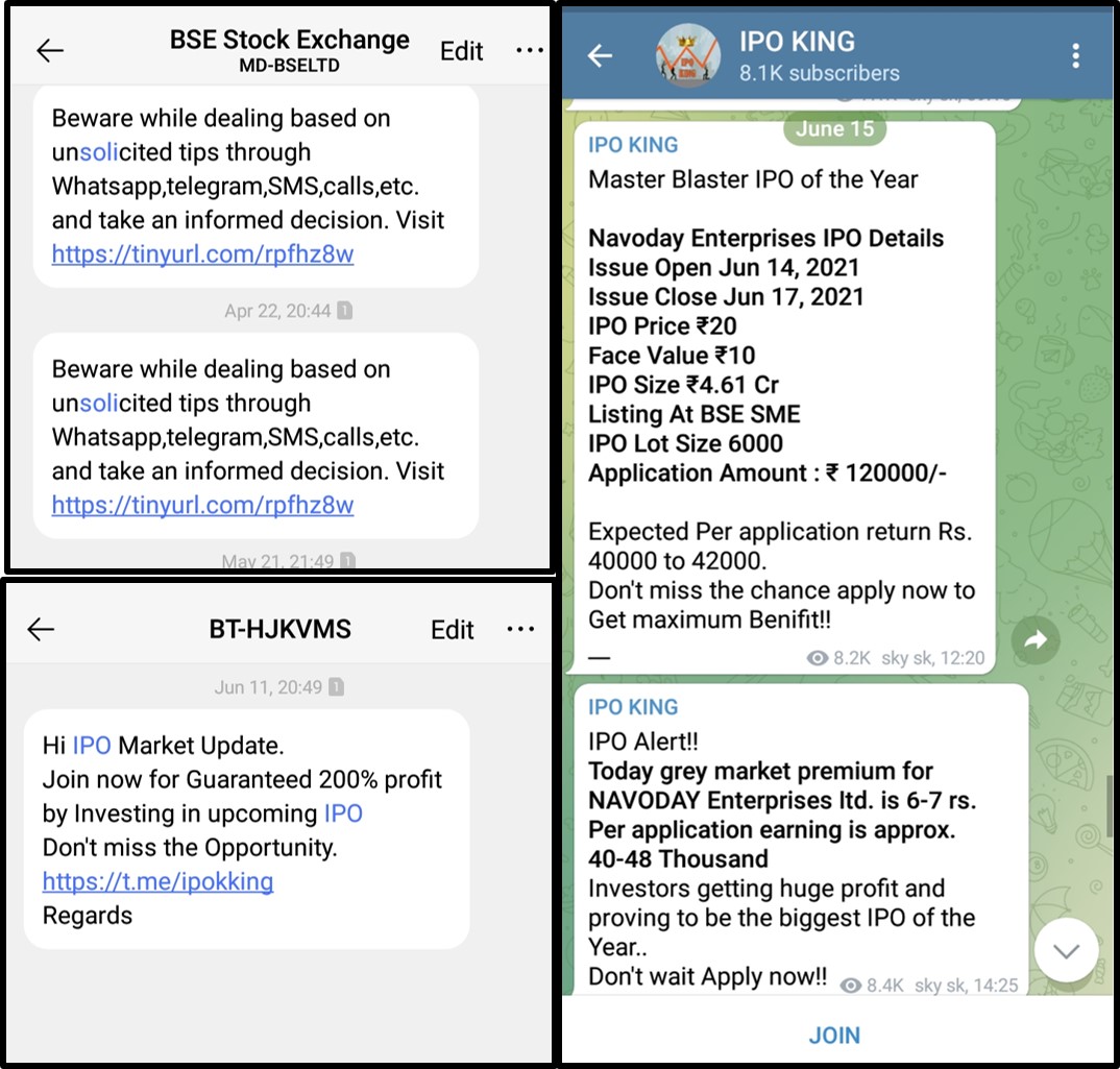 BSE investor awareness SMS, unsolicited messages