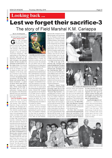 Star of Mysore Article by Dr Bhagirath. S. N. on Field Marshal K. M. Cariappa - 3