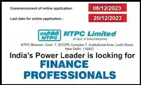 NTPC Finance Executive Trainee Vacancy Recruitment 2023