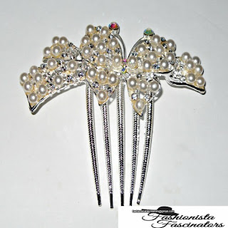 silver butterfly side comb with white pearls Nairobi Kenya