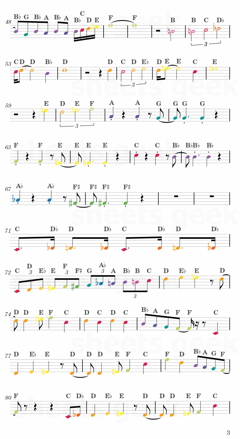 Coconut Mall - Mario Kart Wii Easy Sheet Music Free for piano, keyboard, flute, violin, sax, cello page 3