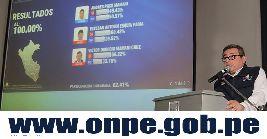 ELECCIONES 2017: Resultados Revocatoria de Autoridades Municipales (Domingo 11 Junio) www.onpe.gob.pe