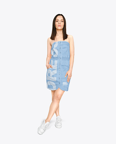 Download Woman in a Jeans Dress Mockup