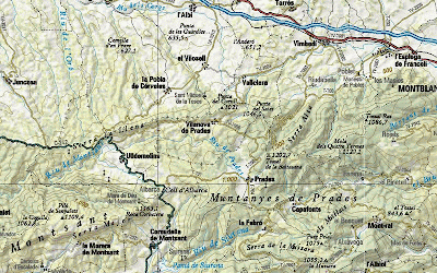 Mapa topogràfic comarca de les Garrigues i voltants