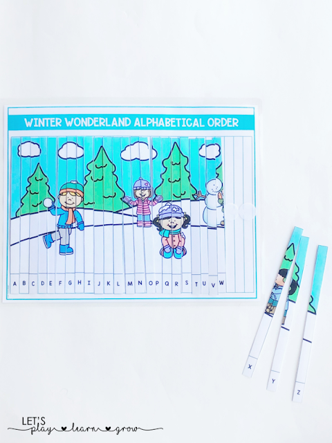 Put together a fun winter wonderland scene with this alphabetical order puzzle