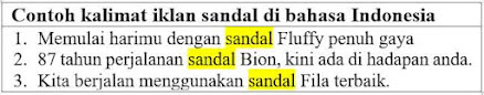 20 Contoh kalimat iklan sandal di bahasa Indonesia dan Pengertiannya