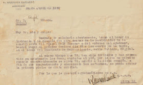 Carta de Guinart a Àngel Ribera en 1930