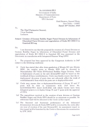 Creation of Gautam Buddha Nagar Postal Division by bifurcation of Ghaziabad Postal Division and upgradation of Noida HO(HSG-I) to Gazetted HO