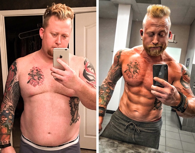21 Before And After Photos Of People Who Managed To Lose Weight and Begin A Brand New Life - This man was fighting depression while raising three children alone.