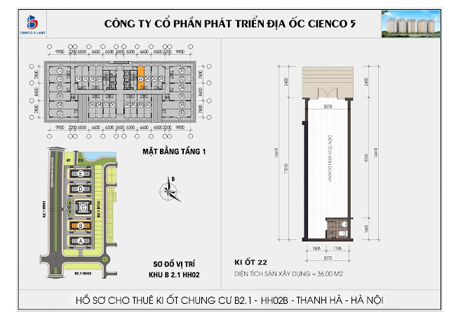 Mặt Bằng kiot 22 chung cư b2.1 hh02b thanh hà mường thanh cienco 5 land