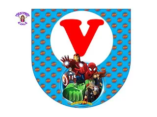 Banderines para Fiestas de los Vengadores Versión Comic para Descargar Gratis. Bunting for Avengers Party, Comic Version.