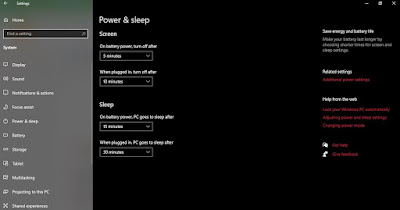 Power and Sleep Settings
