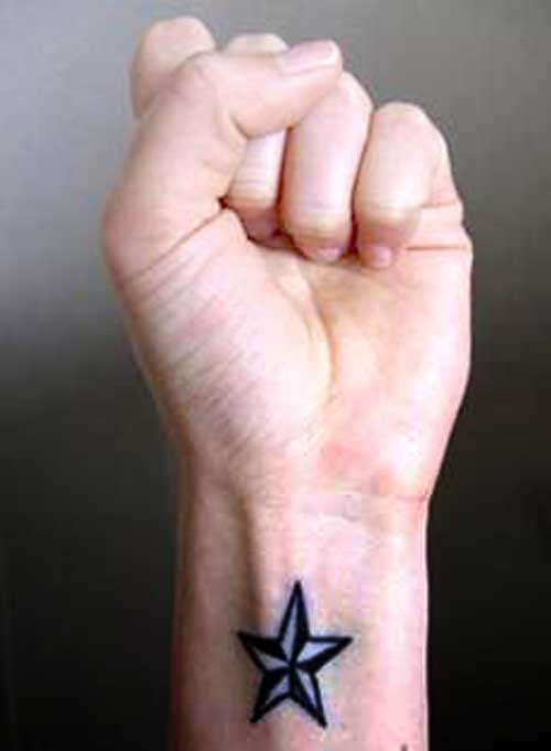 Black nautical star tattoo designs for men