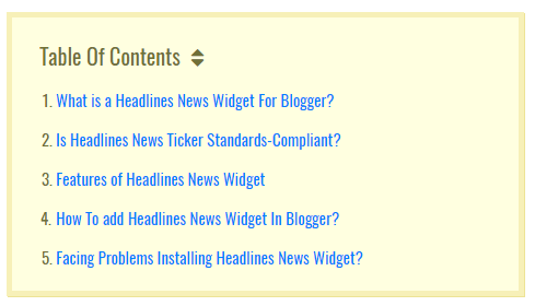 Table Of Contents for blogspot blogs