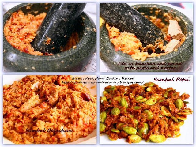 Home-cooked Sambal Belachan and Sambal Petai