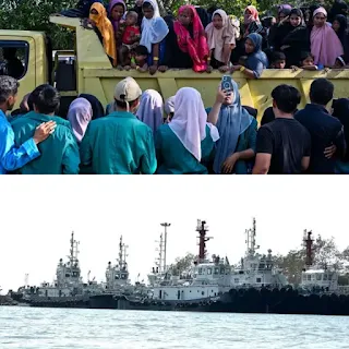 Rohingya refugees who were temporarily sheltered were forcibly removed