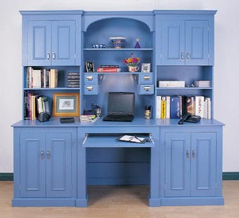 Desk  Hutch on Blue Desk With Large Hutch