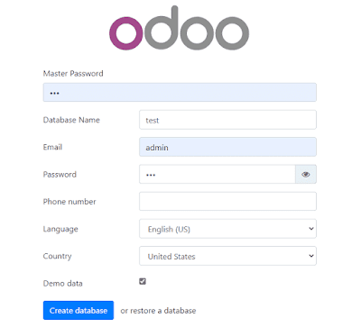 Create Database in Odoo13