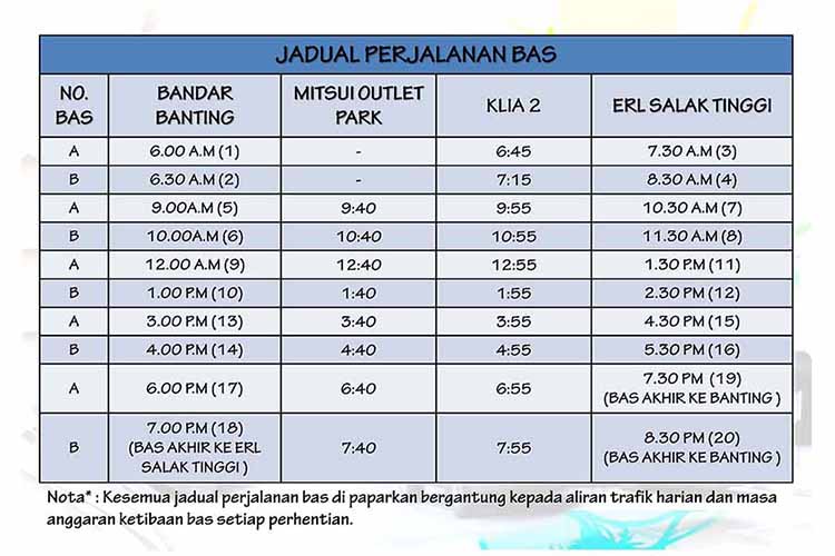 Bas Smart Selangor Percuma Banting - Mitsui - KLIA2 - ERL ...