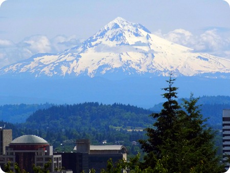 Mt Hood watching over city.