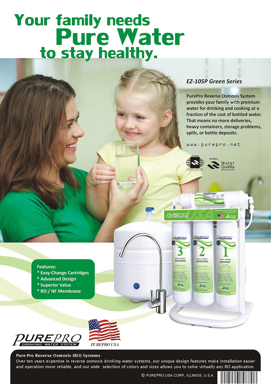 PurePro® EZ-105 / EZ-105P Easy-Change Reverse Osmosis Water Filtration