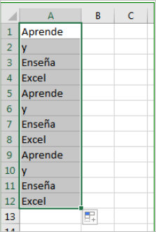 generar series de texto en excel