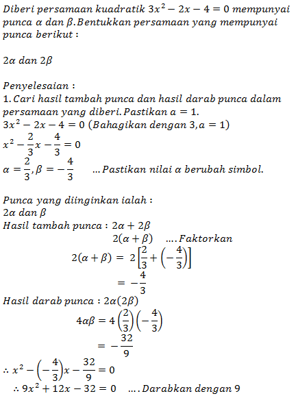 Matematik Tambahan Spm Pembentukan Persamaan Kuadratik