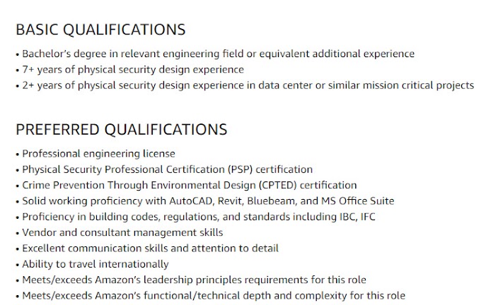 Amazon jobs 2022 for Physical Security Engineer