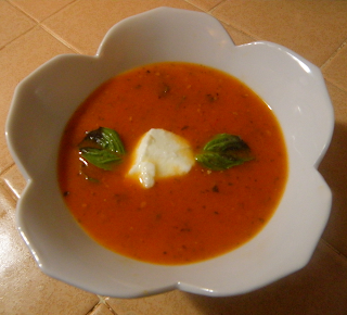 Bowl of Tomato Soup with Yogurt Dollop