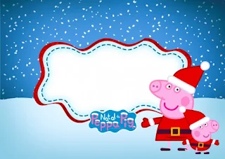 Peppa Pig in Christmas, Free Printable Invitations, Labels or Cards.