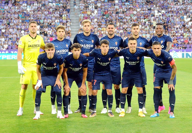 REAL SPORTING DE GIJÓN. Temporada 2023-24. Rubén Yáñez, Nacho Méndez, Christian Rivera, Pablo Insua, Róber Pier, Juan Otero. Pablo García, Nacho Martín, Enol Coto, Gaspar Campos, Uroš Đurđević. REAL VALLADOLID C. F. 2 🆚 REAL SPORTING DE GIJÓN 0 Viernes 11/08/2023, 21:30 horas. Campeonato de Liga de 2ª División, jornada 1. Valladolid, estadio Municipal José Zorrilla: 16.912 espectadores. GOLES: ⚽1-0: 20’, Iván Cédric. ⚽2-0: 53’, Monchu.