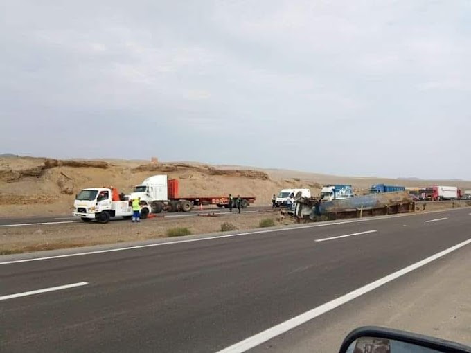 ASIA REPORTAN VOLCADORA DE CAMIÓN CISTERNA A LA ALTURA DEL KM 116 DE LA PANAMERICANA SUR