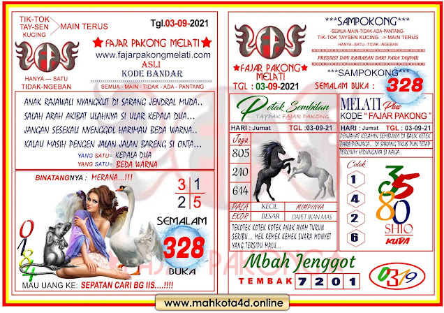 Syair Prediksi Fajar Pakong Melati Jum'at, 03 - September - 2021