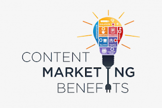 poster showing light bulb and bearing the message content marketing benefits
