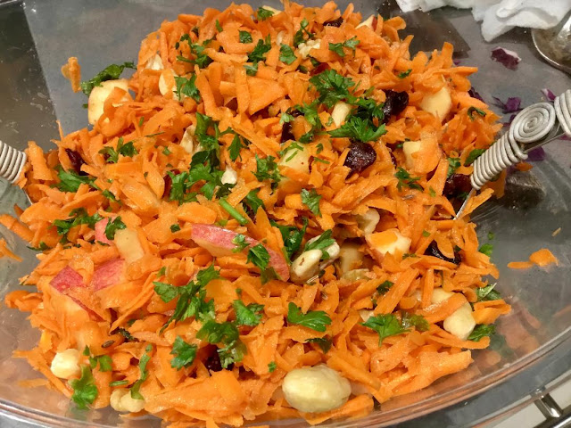 Grated carrot salad with nuts and cranberries