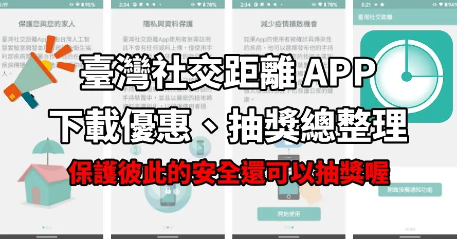 台灣社交距離APP｜下載優惠、抽獎總整理｜趕快下載！保護彼此的安全還可以抽獎喔｜懶人包