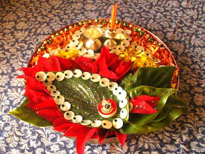 Decorative aarti thali for navratri 