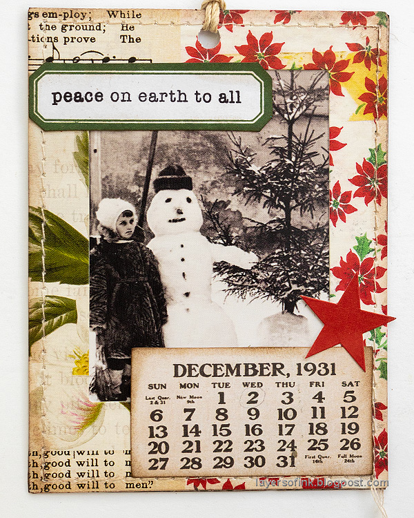 Layers of ink - Vintage Christmas Gift Tags Tutorial by Anna-Karin Evaldsson. Tim Holtz idea-ology Christmas frames.
