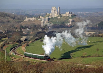 Swanage Railway with Corfe Castle in background