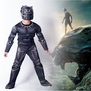 ​Black Panther super eroe marvel film movie Costume imbottito con muscoli + maschera carnevale rigida travestimento cosplay festa a tema eta misura taglia bambinao 7 8 9 10 11 12 anni
