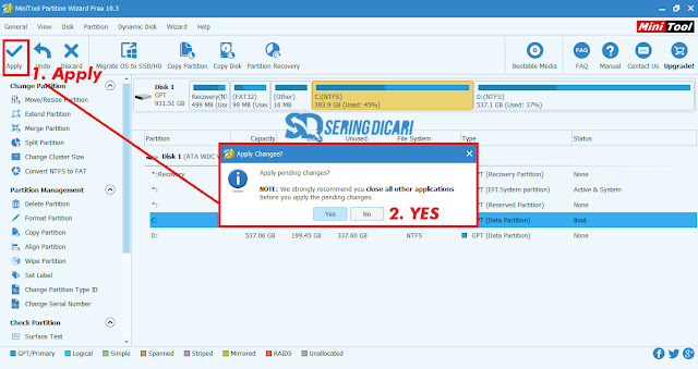 Cara Partisi Disk C Windows 10 Tanpa Hapus File Install Ulang Apply Yes