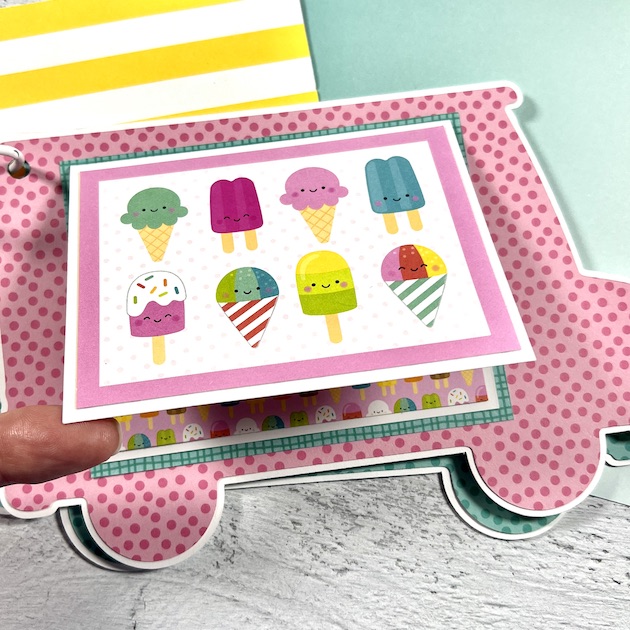 Ice Cream Truck Scrapbook Album Page with folding card