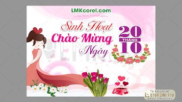 Backdrop sinh hoạt ngày phụ nữ việt nam 20/10 | LMKcorel