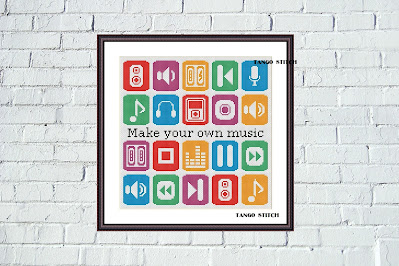 Make your own music cross stitch hand embroidery pattern - Tango Stitch