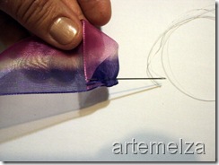 artemelza - flor de fita - rosa