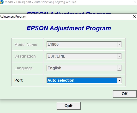 Epson L1800 Resetter Adjustment Program Ink Pad Full Red Light Problem